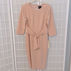 NWT Adrianna Papell Knit Crepe Tie Waist Sheath Dress